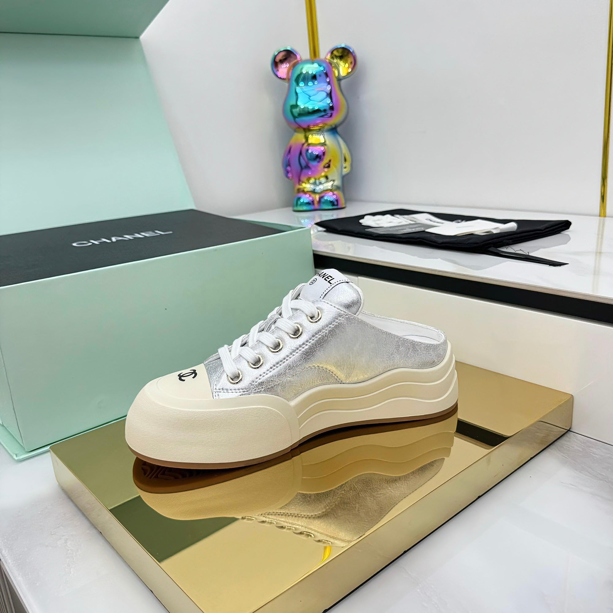 CC 25 Mules Sneaker Sliver Calfskin 331183