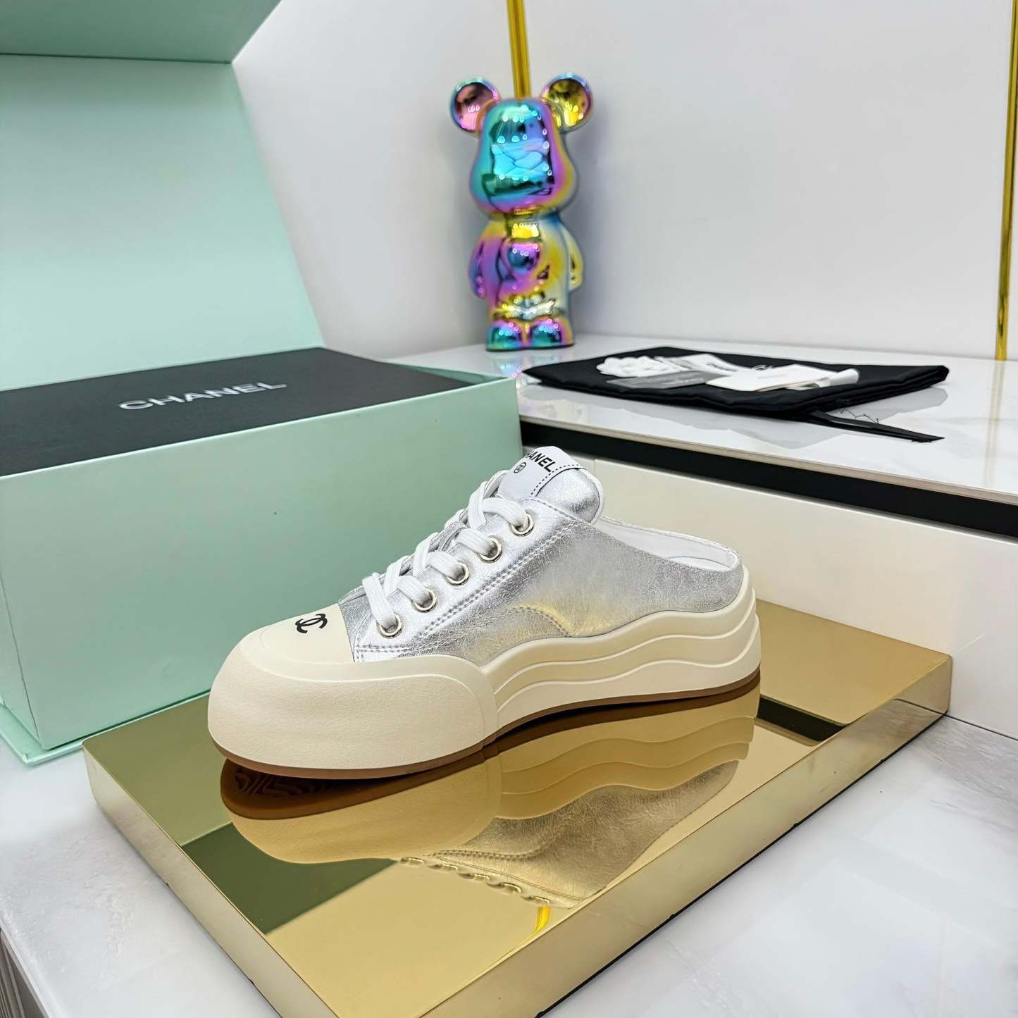 CC 25 Mules Sneaker Sliver Calfskin 331183