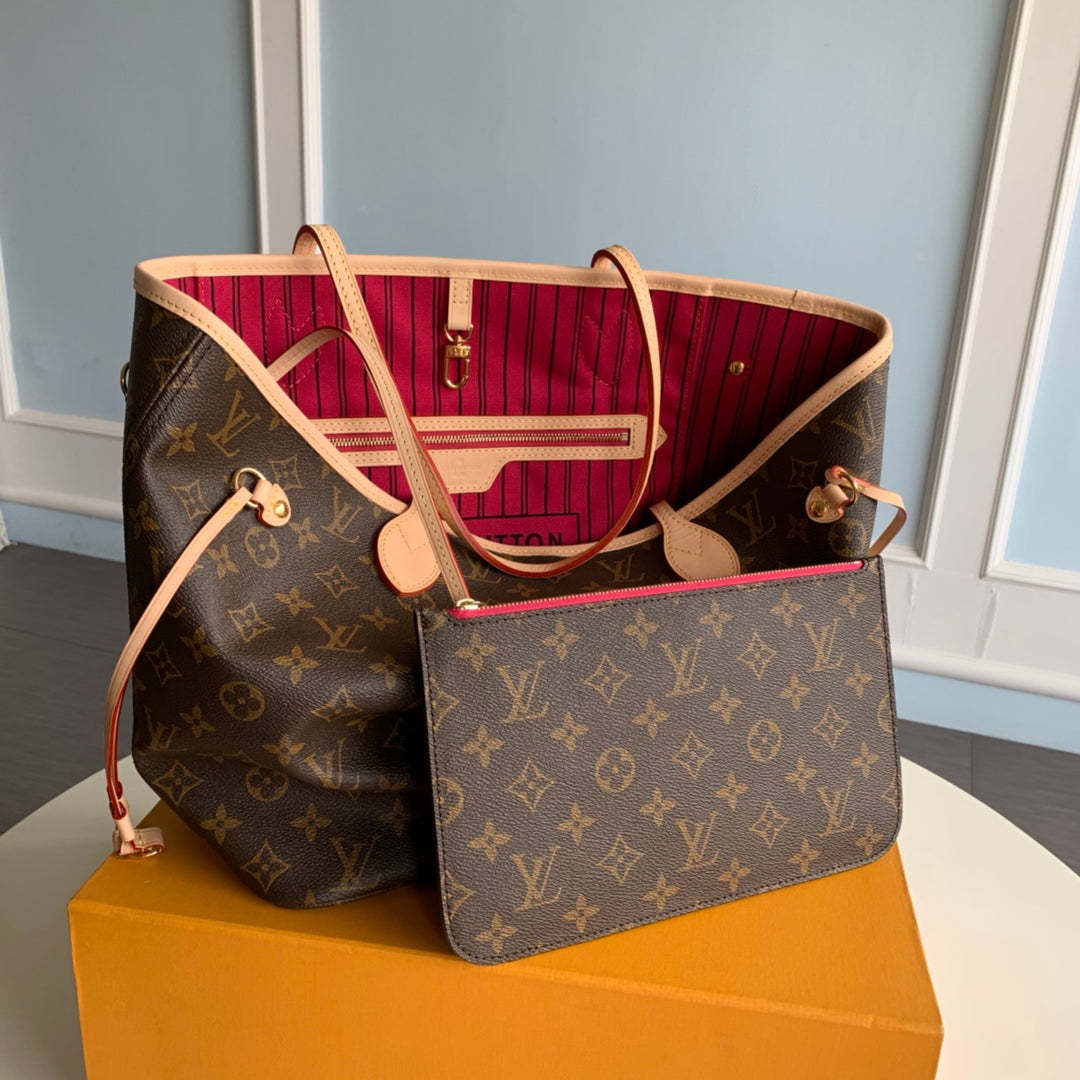 Neverfull M41178 monogram ROSE inside MM Damier Azur Bag Damier GHW Used