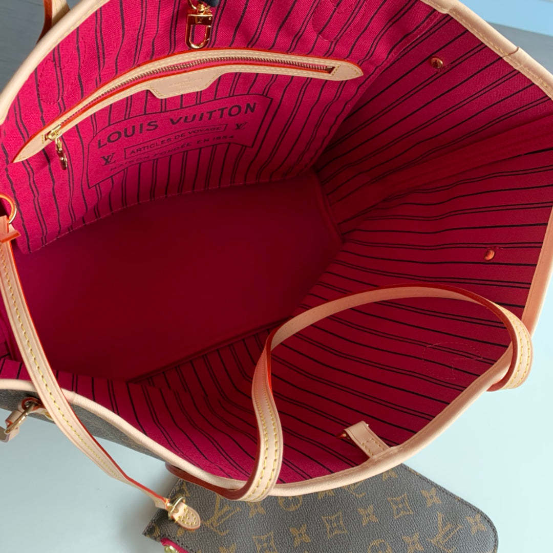 Neverfull M41178 monogram ROSE inside MM Damier Azur Bag Damier GHW Used