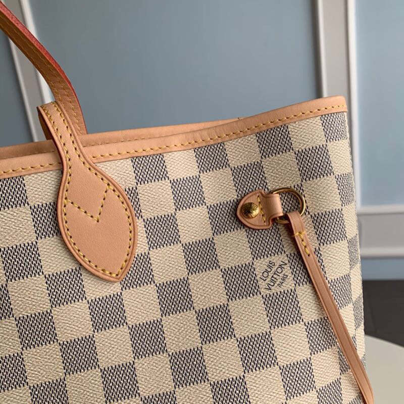 Neverfull N41605 MM Damier Azur Bag N41361 white Pink inside