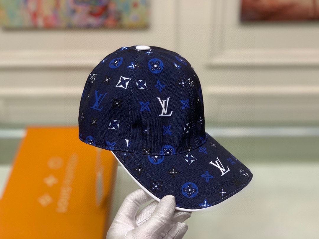LV MONOGRAM PATTERN CAP BLUE