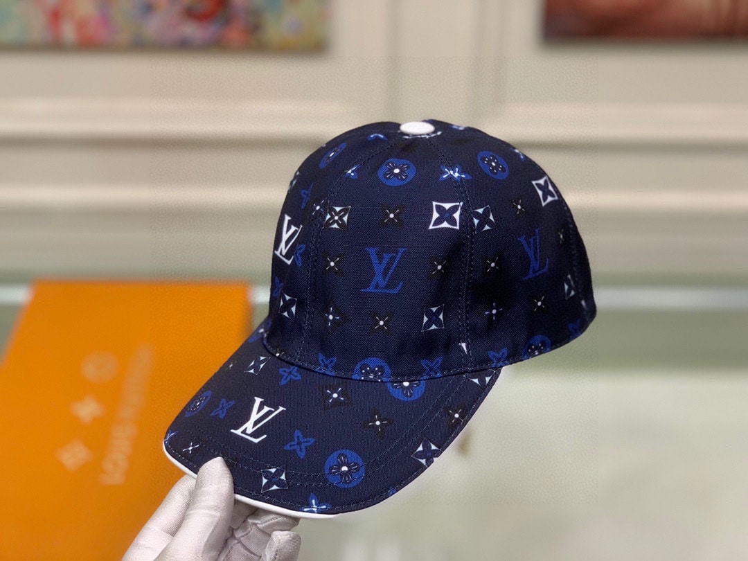 LV MONOGRAM PATTERN CAP BLUE
