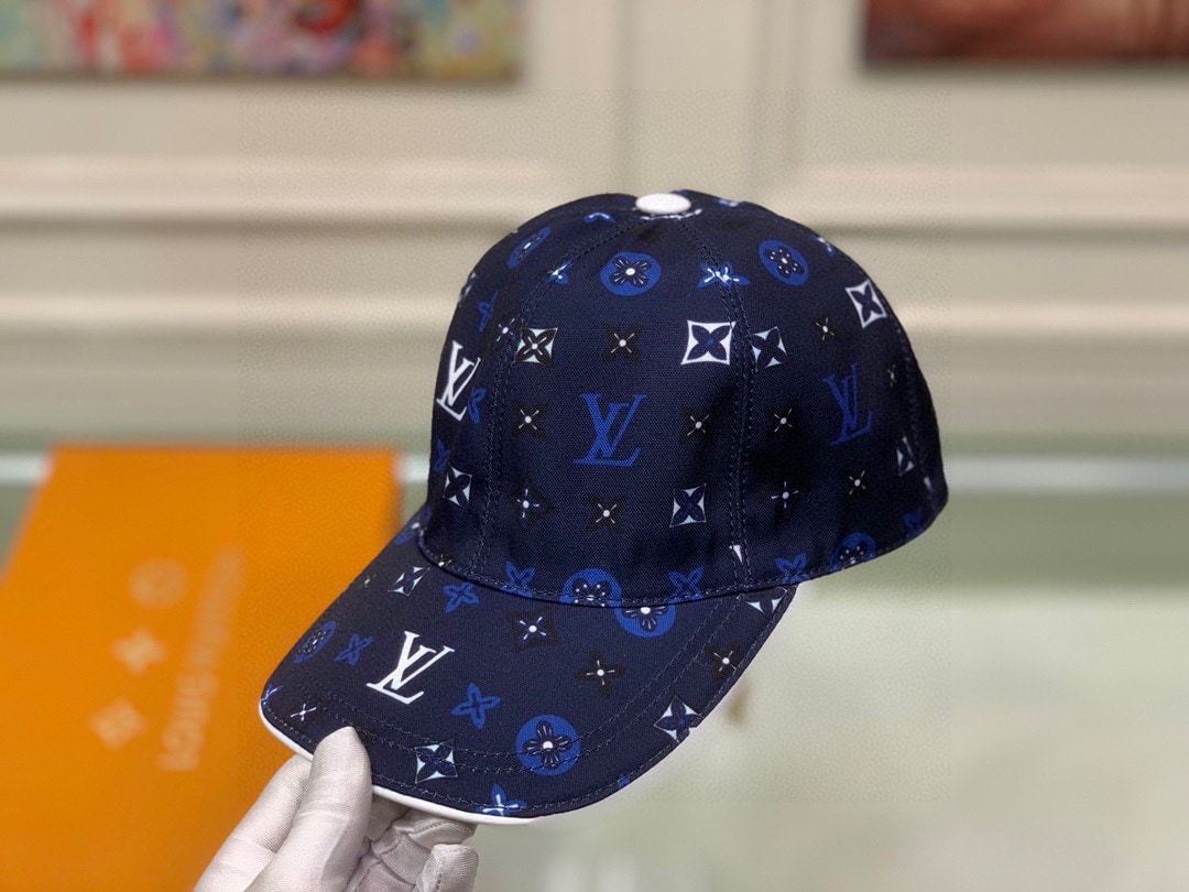 LV MONOGRAM PATTERN CAP BLUE