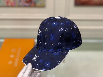 LV MONOGRAM PATTERN CAP BLUE