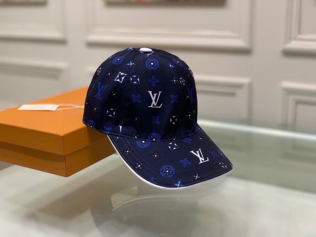 LV MONOGRAM PATTERN CAP BLUE