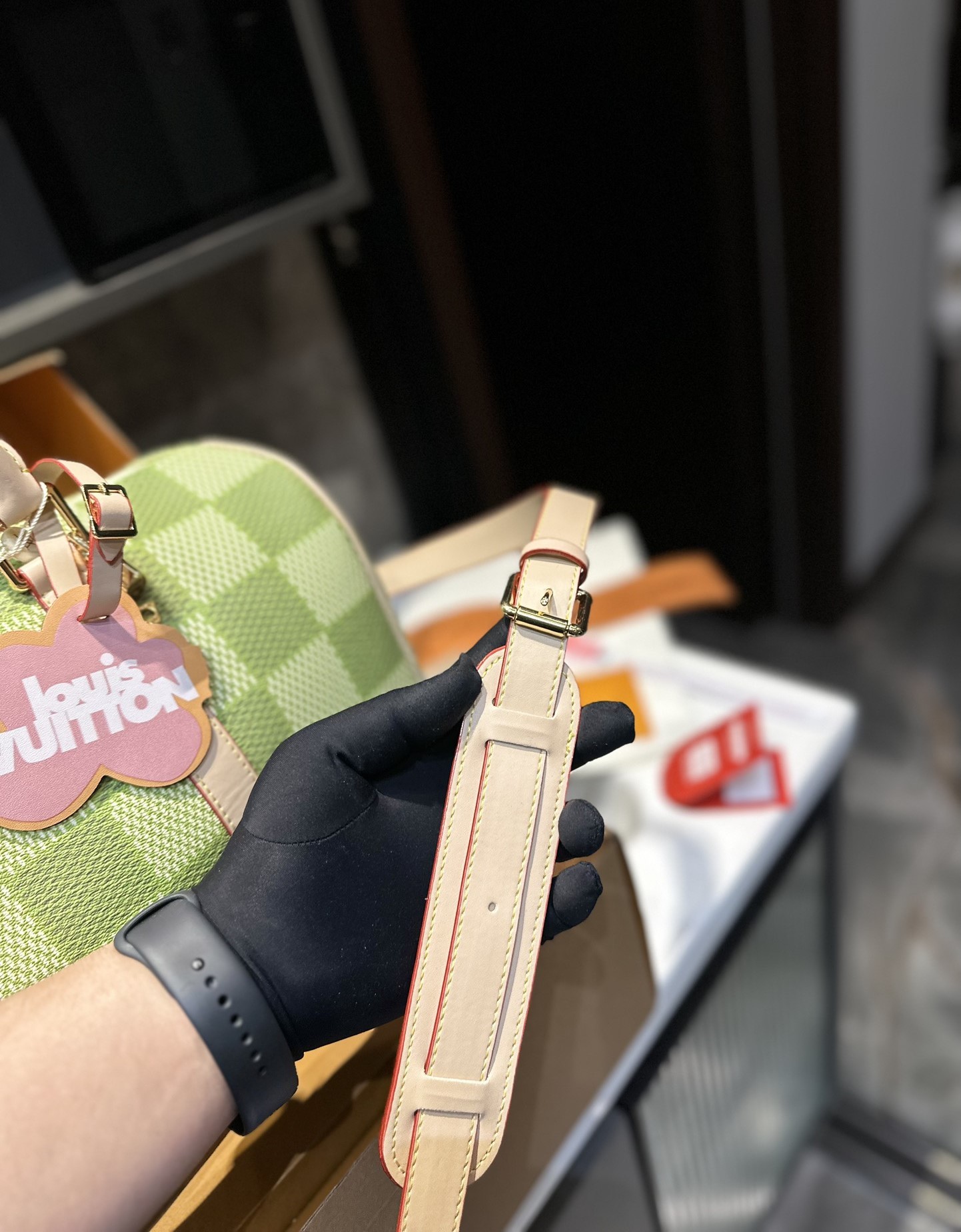 LV KEEPALL BANDOULIÈRE DAMIER CANVAS GREEN 35CM N40671