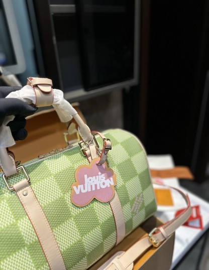 LV KEEPALL BANDOULIÈRE DAMIER CANVAS GREEN 35CM N40671