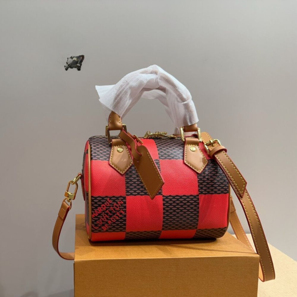 LV SPEEDY BANDOULIÈRE 20 DAMIER RED AND BLACK 20CM