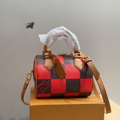 LV SPEEDY BANDOULIÈRE 20 DAMIER RED AND BLACK 20CM
