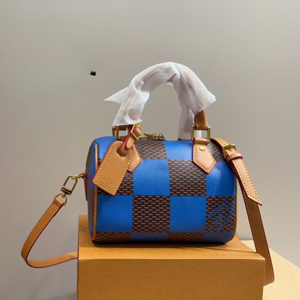 LV SPEEDY BANDOULIÈRE 20 DAMIER BLUE AND BLACK 20CM