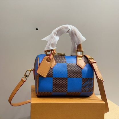 LV SPEEDY BANDOULIÈRE 20 DAMIER BLUE AND BLACK 20CM