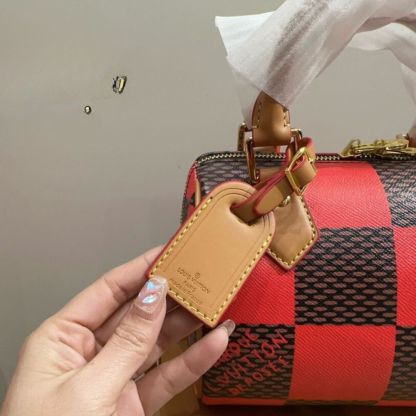 LV SPEEDY BANDOULIÈRE 20 DAMIER RED AND BLACK 20CM