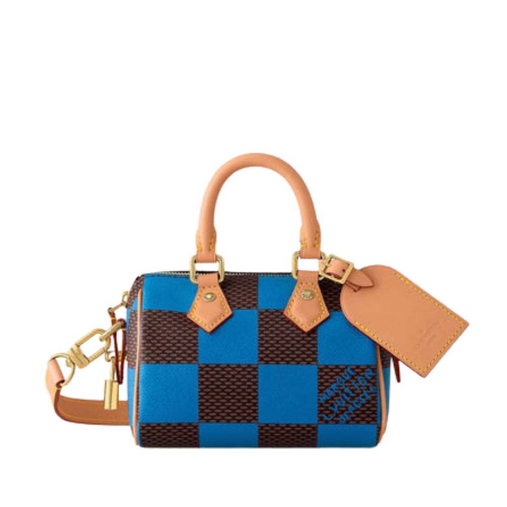 LV SPEEDY BANDOULIÈRE 20 DAMIER BLUE AND BLACK 20CM