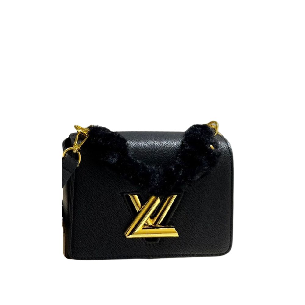 LV TWIST BAG WITH FUR HANDLE BLACK 19CM