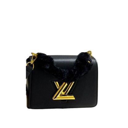 LV TWIST BAG WITH FUR HANDLE BLACK 19CM