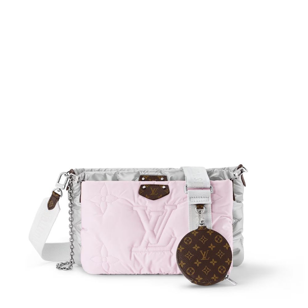 LV MAXI MULTI POCHETTE ACCESSOIRES MONOGRAM PILOW GREY AND PINK 24CM M21056
