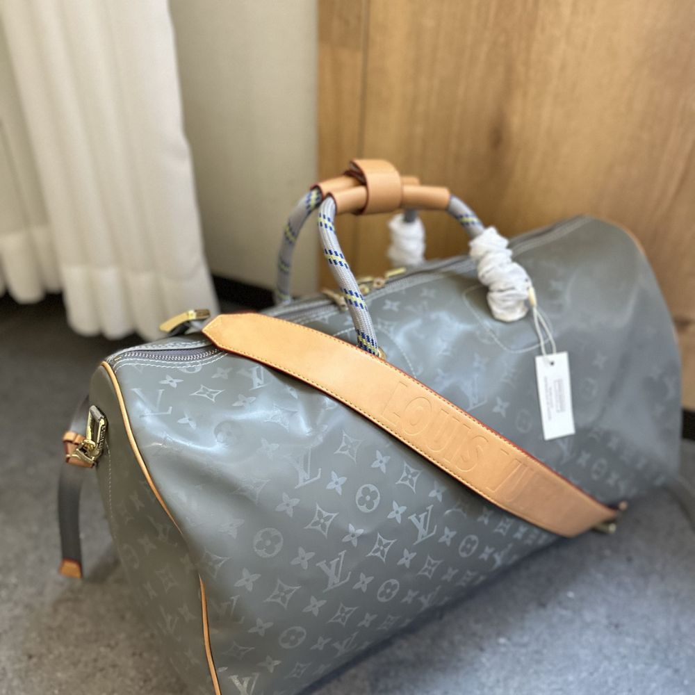 LV KEEPALL BANDOULIERE MONOGRAM TITANIUM 50 GREY 50CM