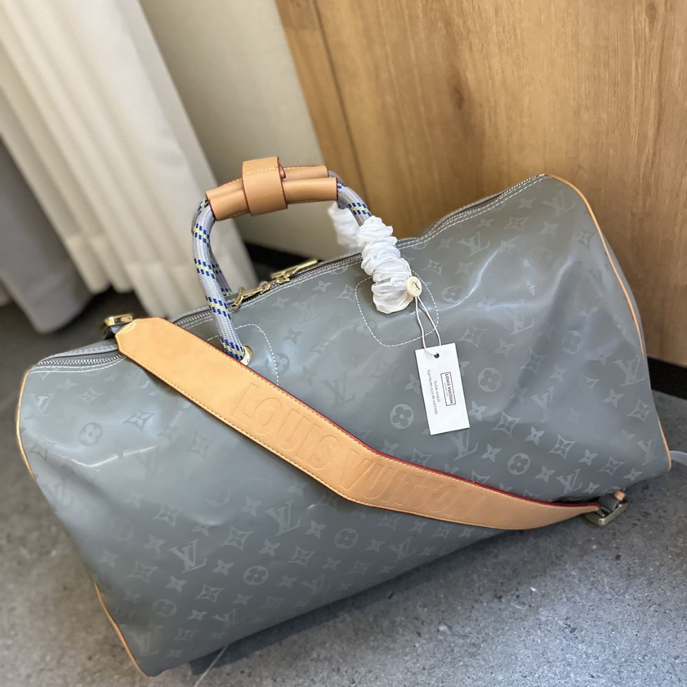LV KEEPALL BANDOULIERE MONOGRAM TITANIUM 50 GREY 50CM