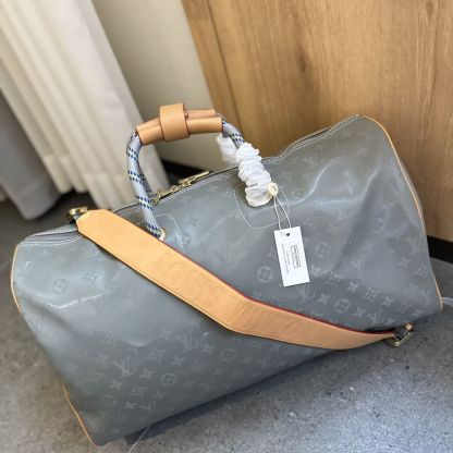 LV KEEPALL BANDOULIERE MONOGRAM TITANIUM 50 GREY 50CM