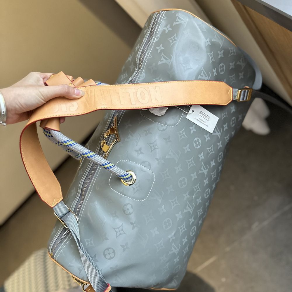 LV KEEPALL BANDOULIERE MONOGRAM TITANIUM 50 GREY 50CM