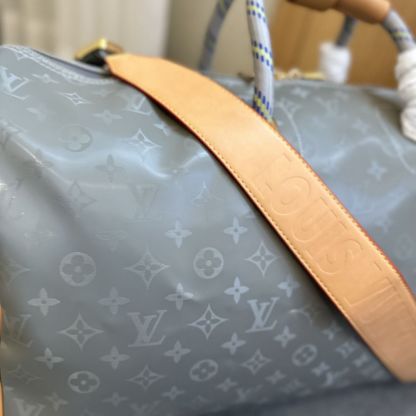 LV KEEPALL BANDOULIERE MONOGRAM TITANIUM 50 GREY 50CM