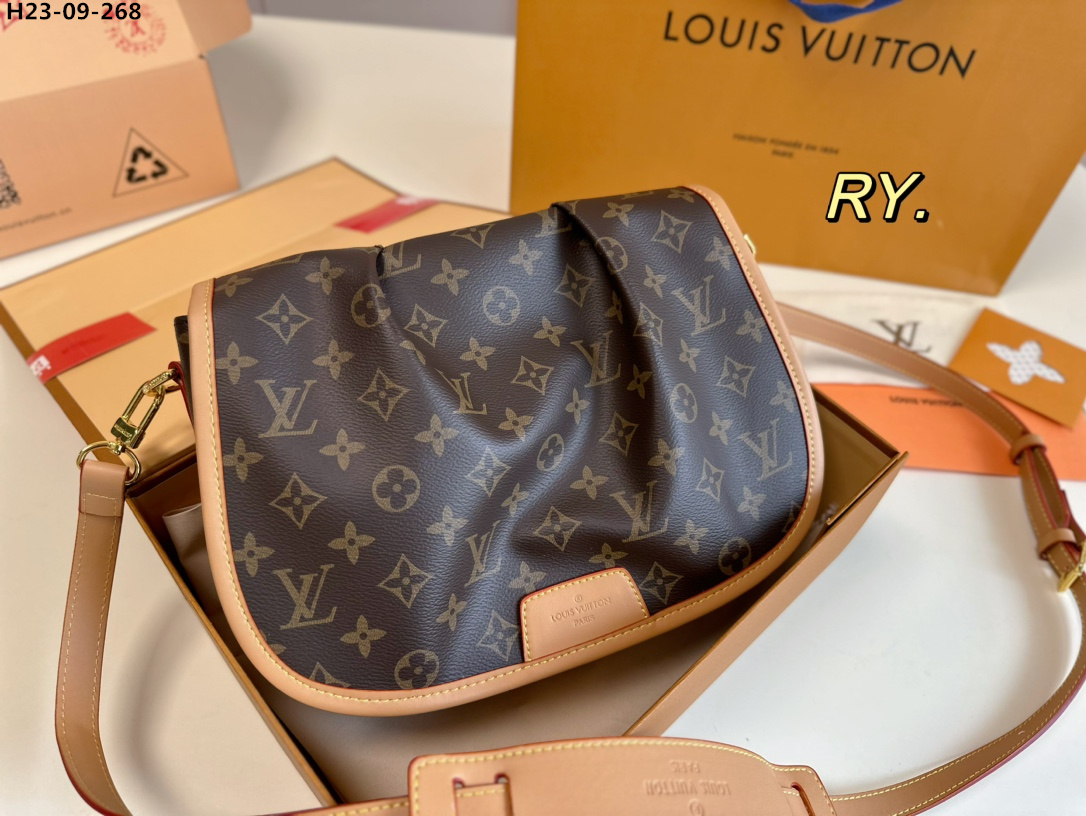 LV MENILMONTANT PM SHOULDER CROSSBODY BAG BROWN 28CM M40474