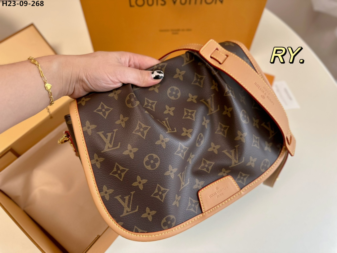 LV MENILMONTANT PM SHOULDER CROSSBODY BAG BROWN 28CM M40474