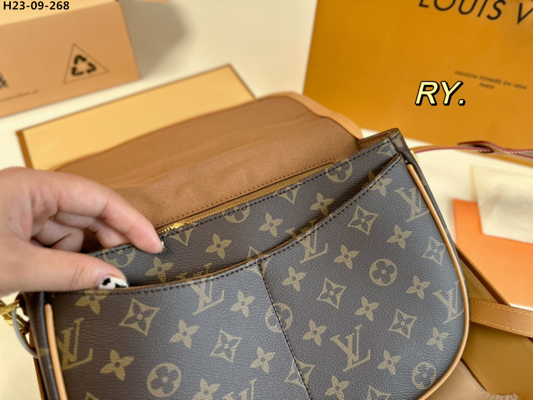 LV MENILMONTANT PM SHOULDER CROSSBODY BAG BROWN 28CM M40474