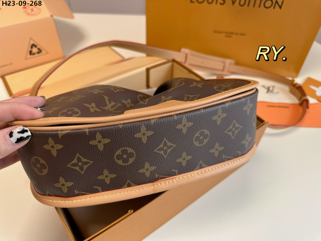 LV MENILMONTANT PM SHOULDER CROSSBODY BAG BROWN 28CM M40474