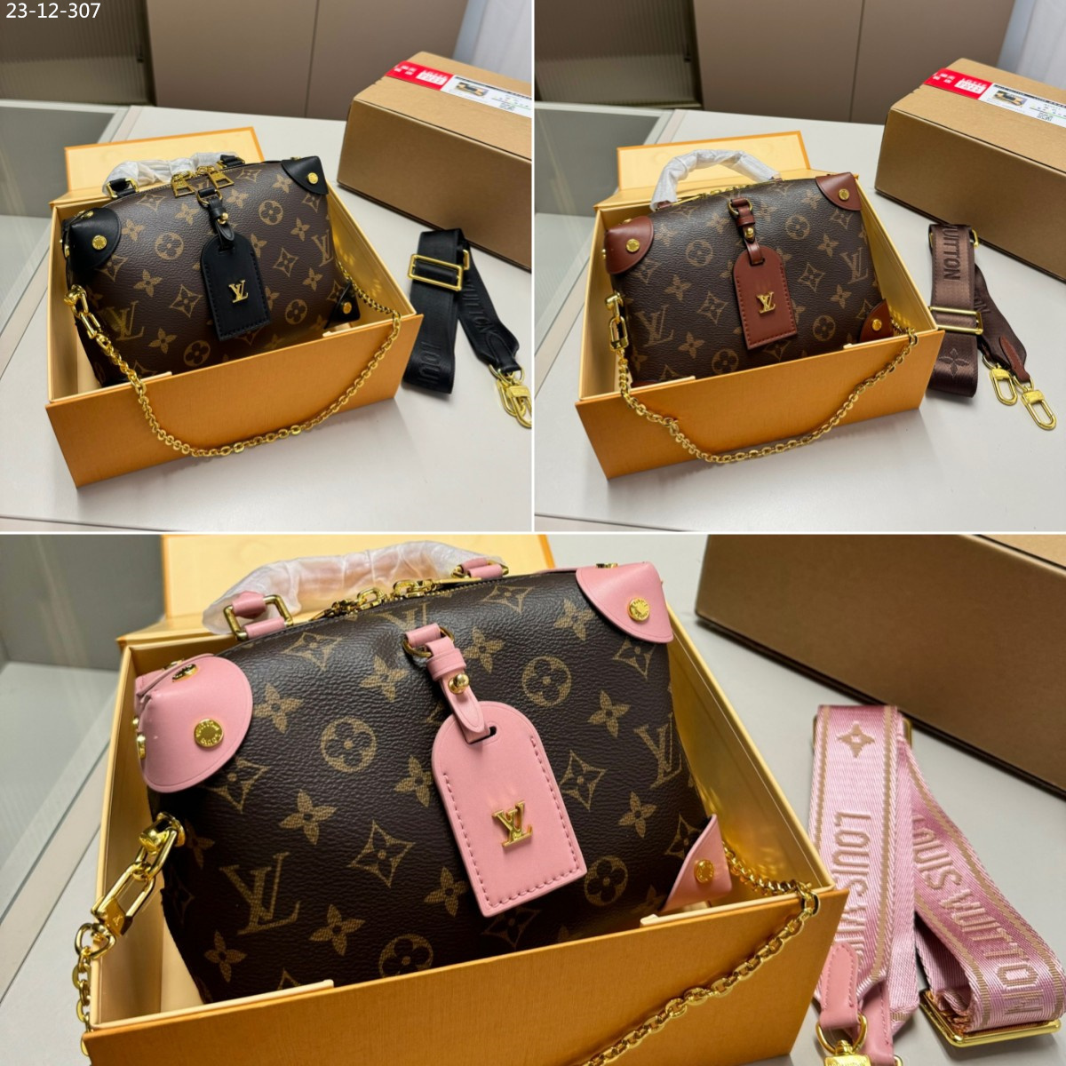 LV PETITE MALLE SOUPLE MONOGRAM BROWN AND PINK 20CM