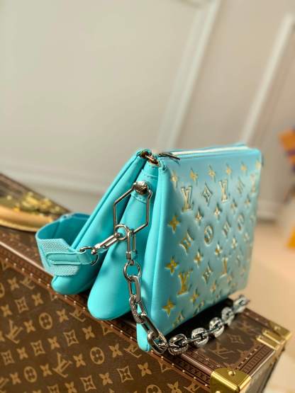 M57793 Pochette Coussin PM Monogram 26cm light blue yellow cowhide-leather