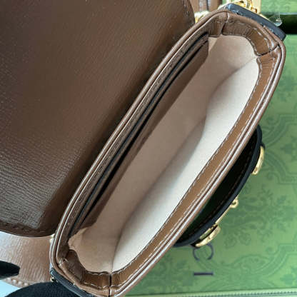 gg Horsebit 1955 Strap Wallet Brown For Women, Women&#8217;s Bags 4.7in/12cm gg ‎699760 HUHHG 8565