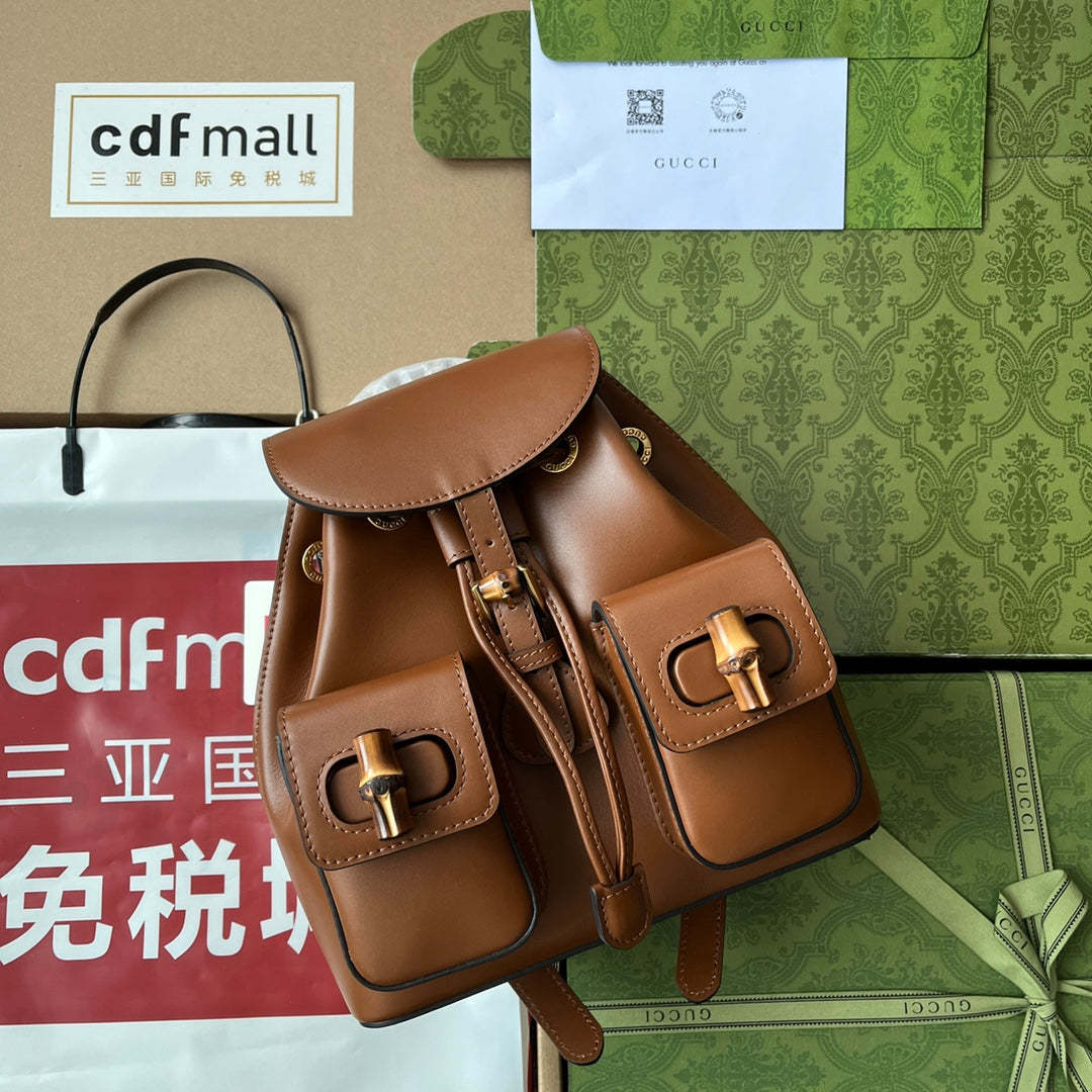 gg Bamboo Small Backpack Brown For Women, Women’s Bags 8.6in/22cm gg ‎‎702101 UZY0T 2535