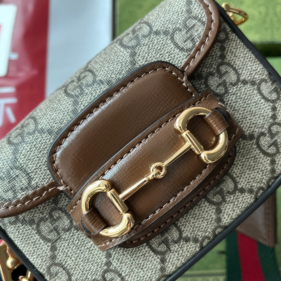 gg Horsebit 1955 Strap Wallet Brown For Women, Women&#8217;s Bags 4.7in/12cm gg ‎699760 HUHHG 8565