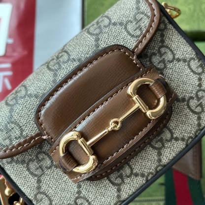 gg Horsebit 1955 Strap Wallet Brown For Women, Women&#8217;s Bags 4.7in/12cm gg ‎699760 HUHHG 8565