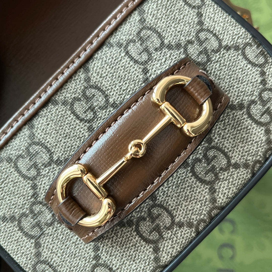 gg Horsebit 1955 Strap Wallet Brown For Women, Women&#8217;s Bags 4.7in/12cm gg ‎699760 HUHHG 8565