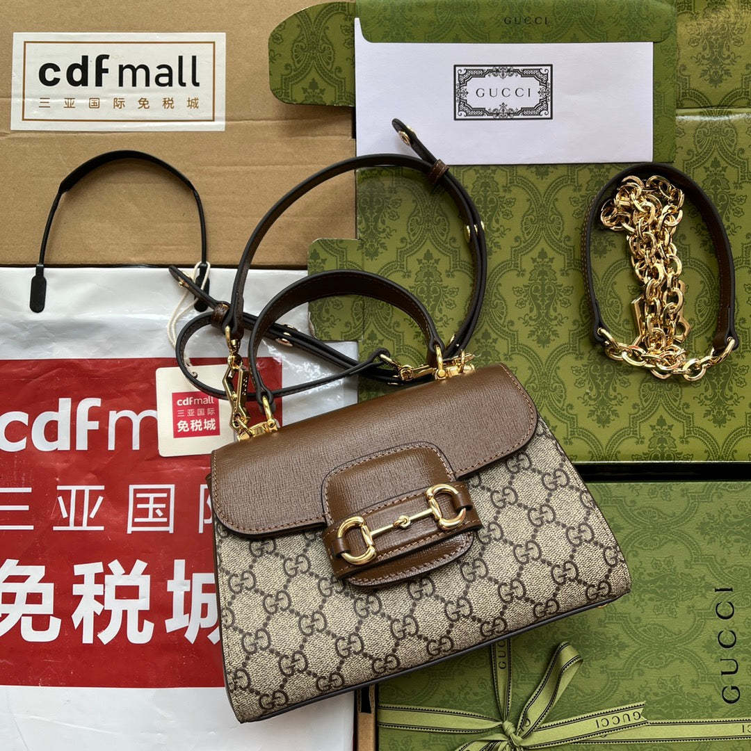 gg Ophidia gg Horsebit 1955 Mini Bag Light Brown And Beige For Women, Women&#8217;s Bags 8.6in/22cm gg 703848 9AAAJ 8563