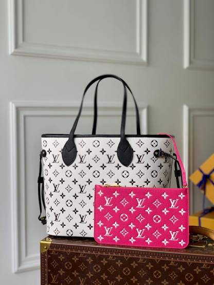 Neverfull Monogram Empreinte M46103 Black White Pink