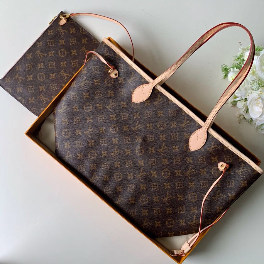 Neverfull M50366 pink inside MM monogram free shipping