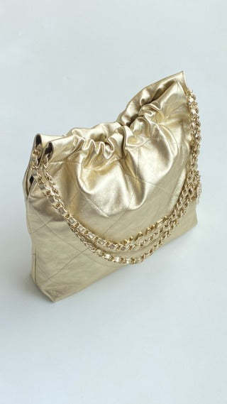 CC Medium Hobo Bag 42Metallic Gold Calfskin