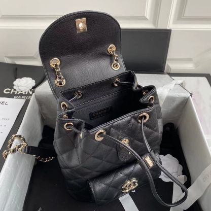 Chanel Duma Backpack Gold Toned Hardware Black For Women, Women&#8217;s Bags, Shoulder Bags 9.4in/24cm AS1371