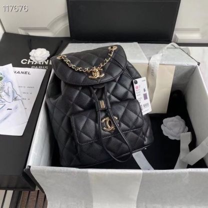 Chanel Duma Backpack Gold Toned Hardware Black For Women, Women&#8217;s Bags, Shoulder Bags 9.4in/24cm AS1371