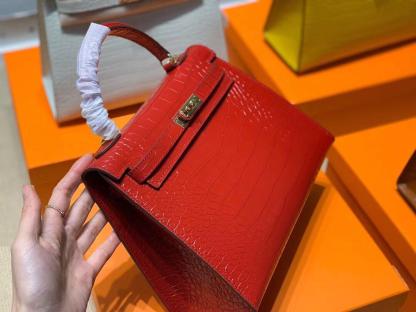 Hermes Kelly Red Crocodile Bag