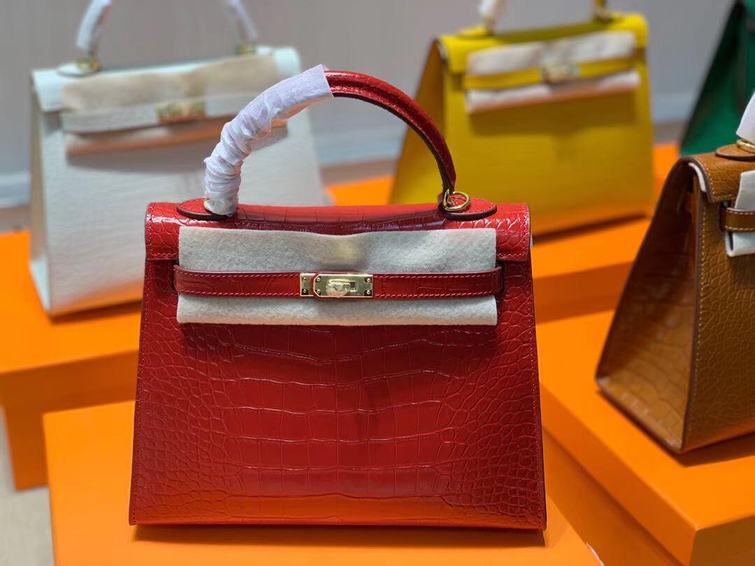 Hermes Kelly Red Crocodile Bag