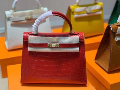 Hermes Kelly Red Crocodile Bag