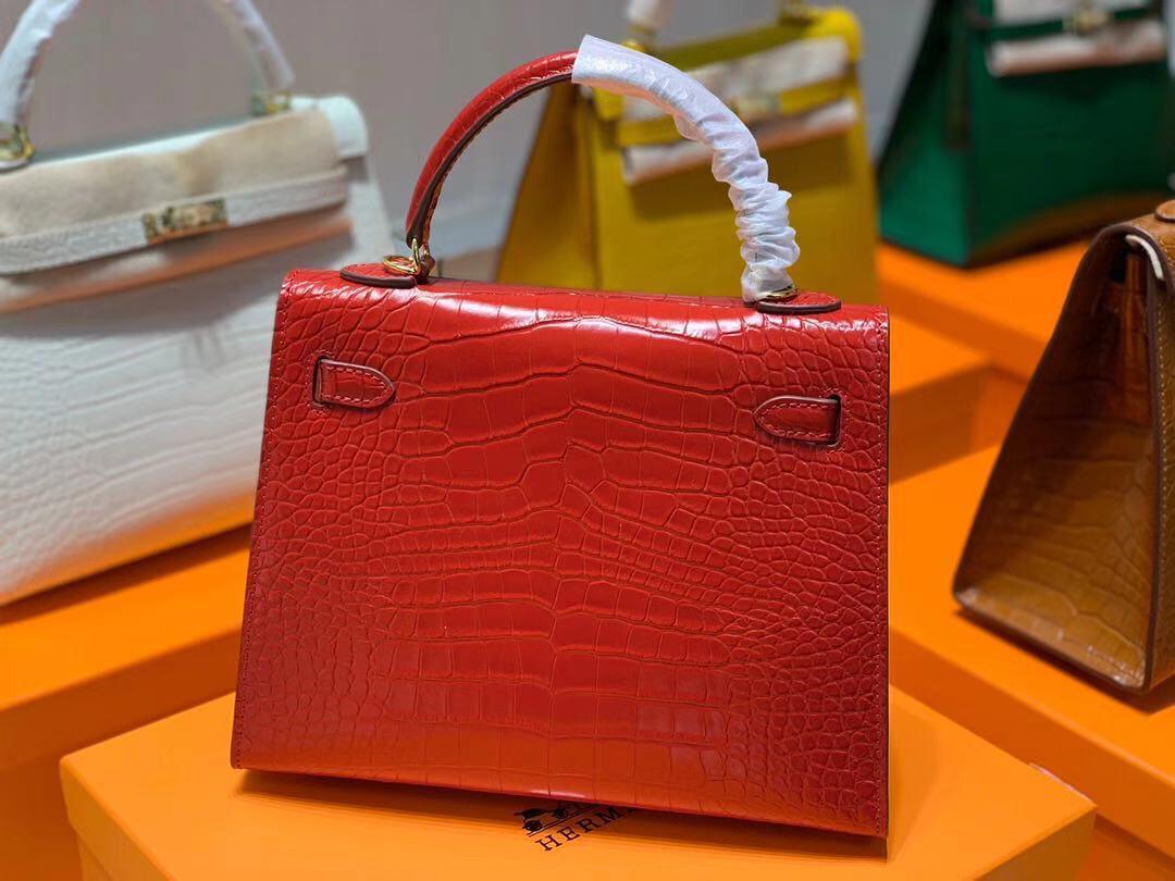 Hermes Kelly Red Crocodile Bag