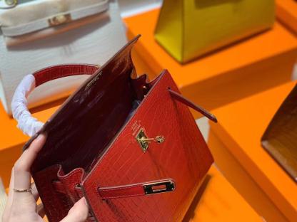 Hermes Kelly Red Crocodile Bag