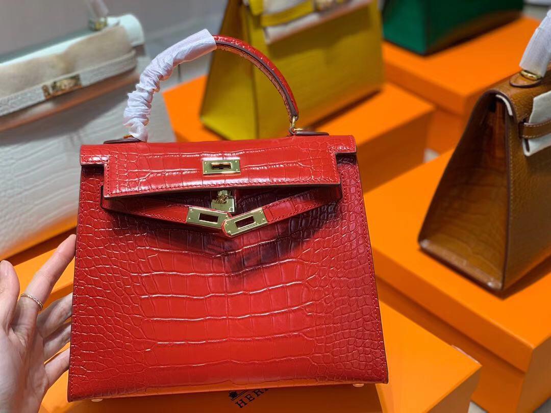Hermes Kelly Red Crocodile Bag