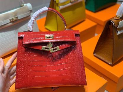 Hermes Kelly Red Crocodile Bag